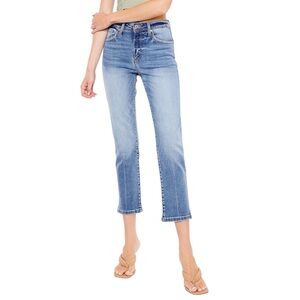 KanCan 28 Straight High Rise Embroidered Cropped Ankle Jeans Dice #209726